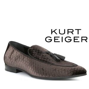 NWOB $245  Kurt Geiger London, the Men's Henry Quilted Velvet Tassel Loafers